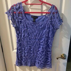 INC floral bubble short sleeve shirt